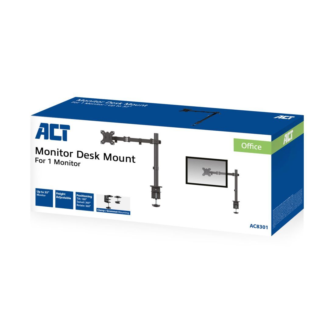 ACT AC8301 Single Monitor Arm 10"-35" Black ACT AC8301 Single Monitor Arm 10"-35" Black