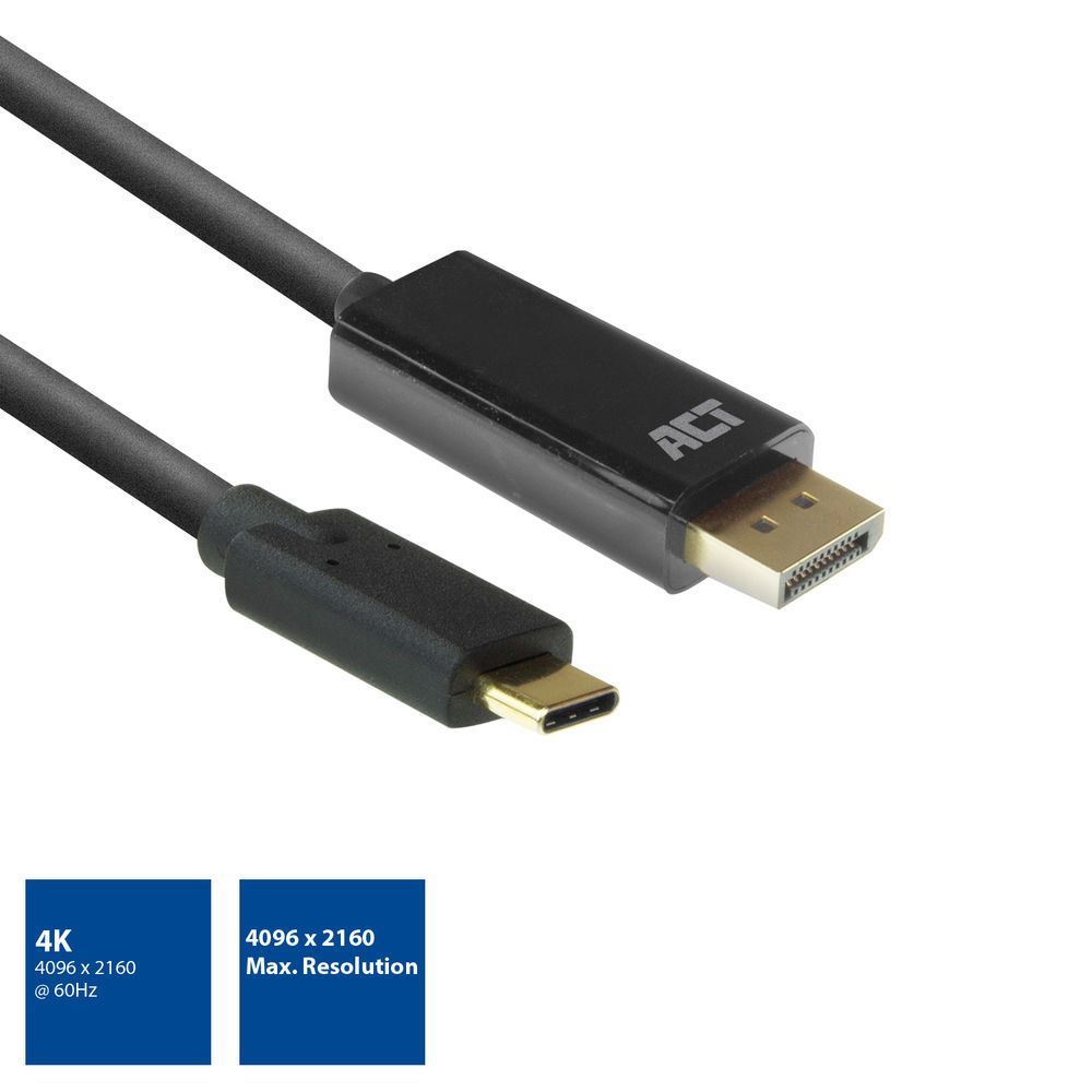 ACT AC7325 USB-C to DisplayPort adapter cable 2m Black