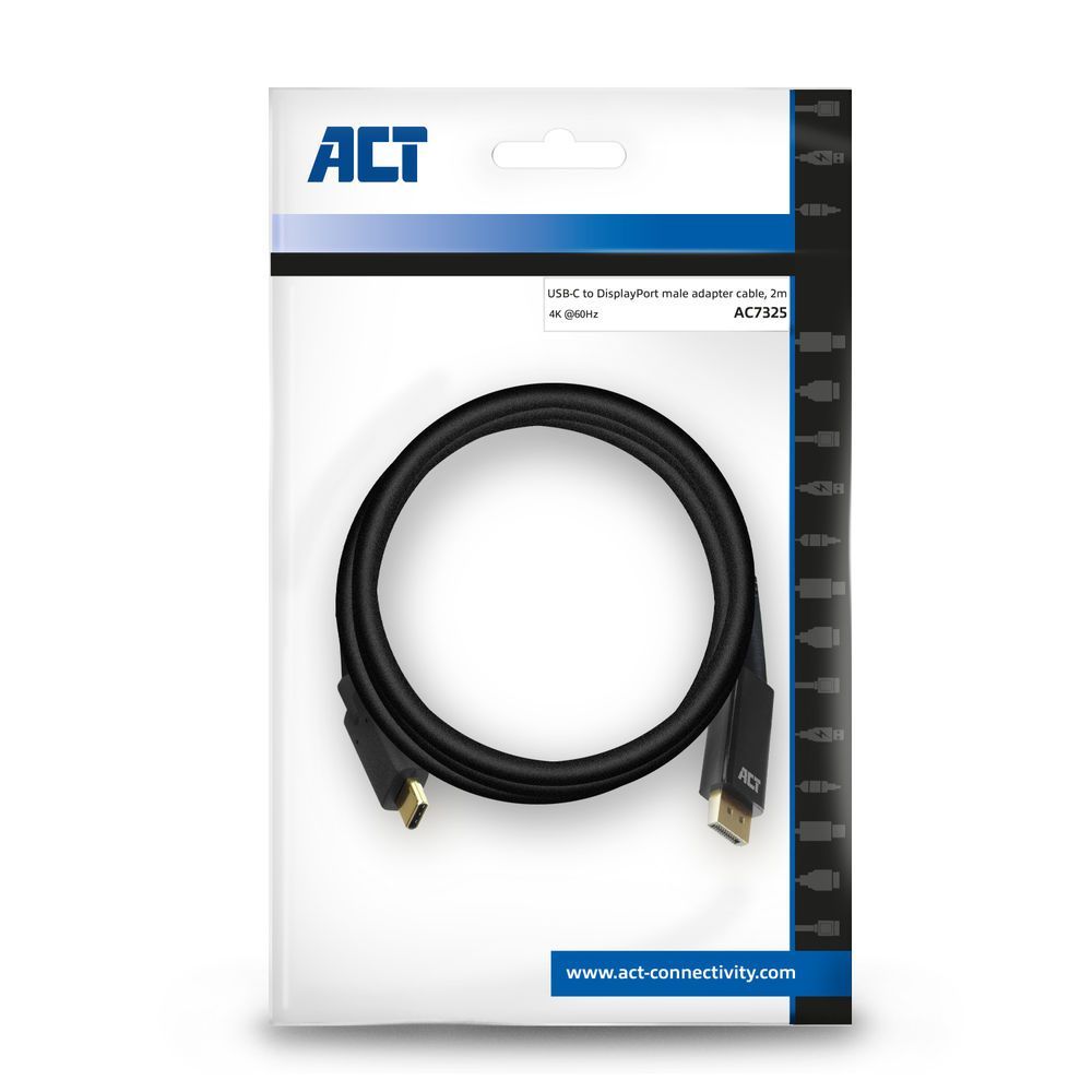 ACT AC7325 USB-C to DisplayPort adapter cable 2m Black