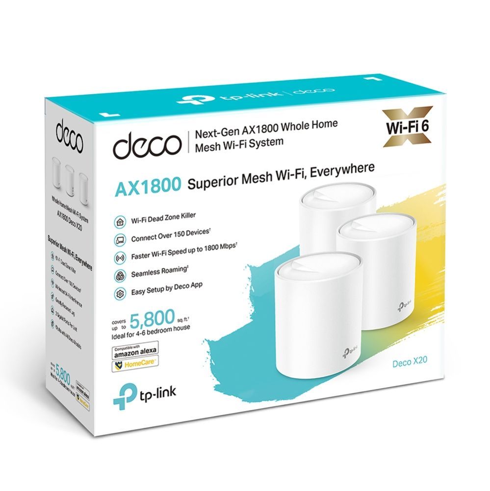 TP-Link Deco X20 AX1800 Whole Home Mesh Wi-Fi 6 System (3-pack)