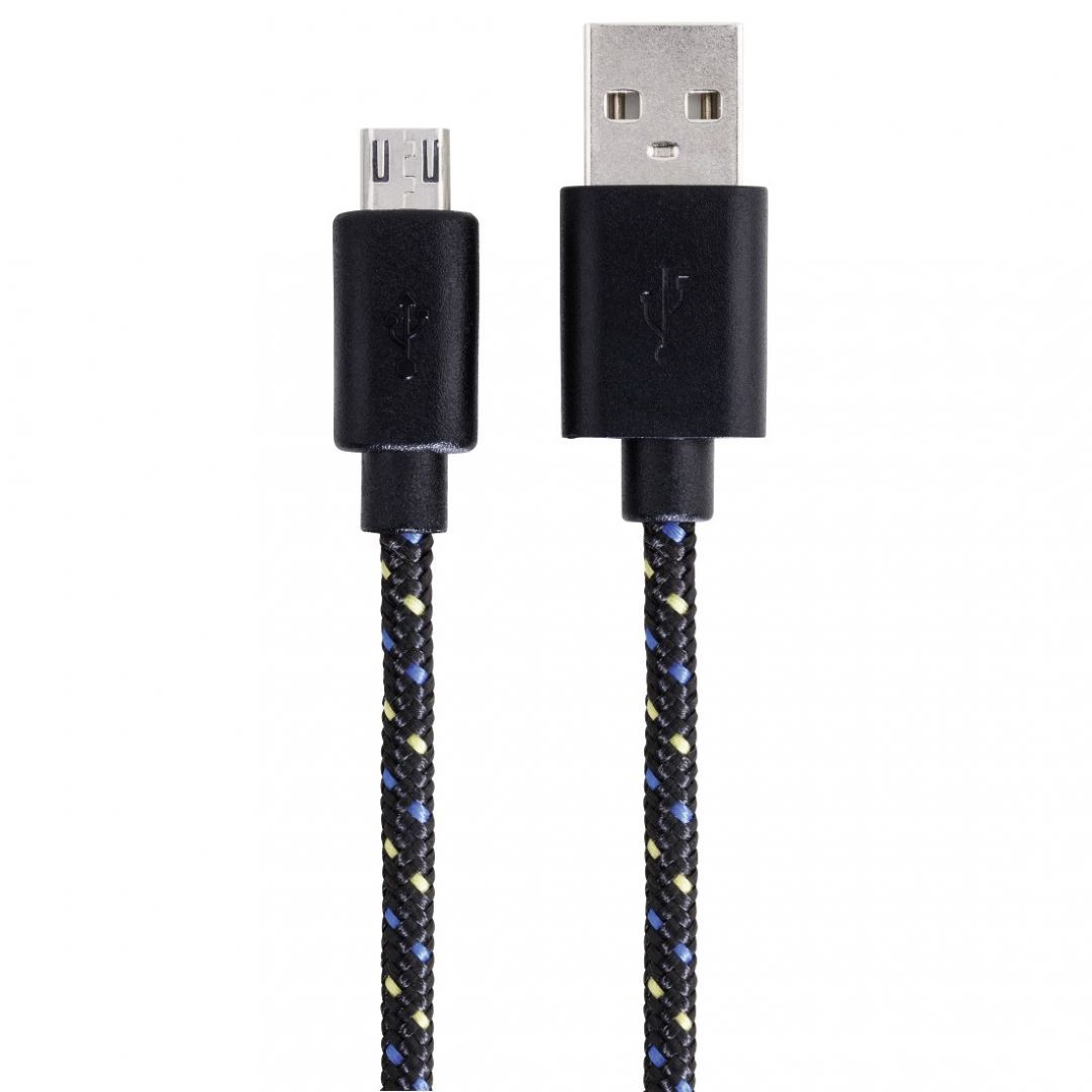 Hama MicroUSB Adatkábel Szövet Black