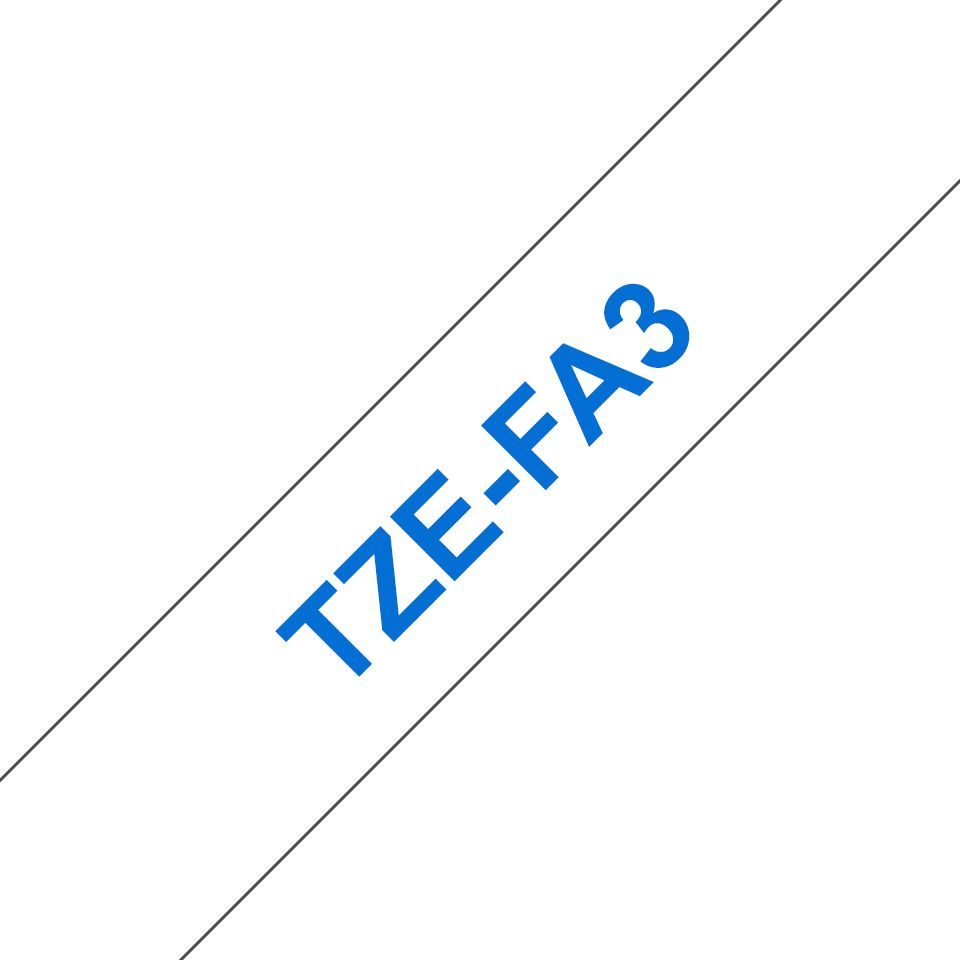 Brother TZe-FA3 textil szalag (12mm) Blue on White - 3m