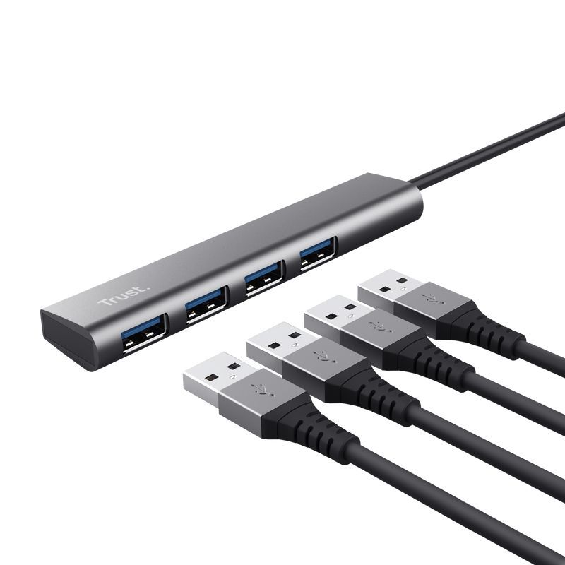 Trust Halyx USB-C to 4 Port USB3.2 Gen1 HUB Aluminium Grey