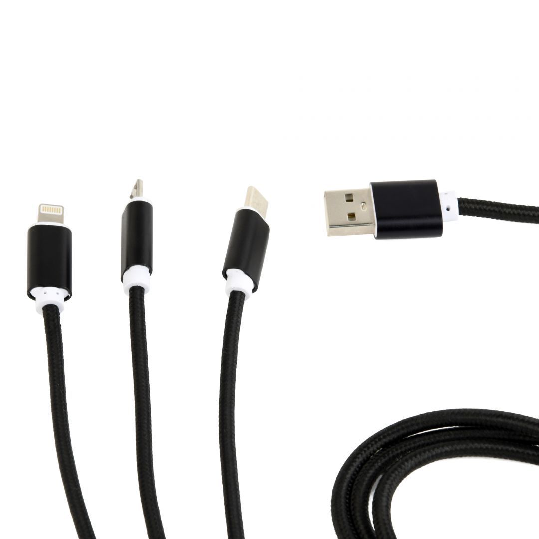 Gembird CC-USB2-AM31-1M-G USB 3-in-1 Charging cable 1m Black