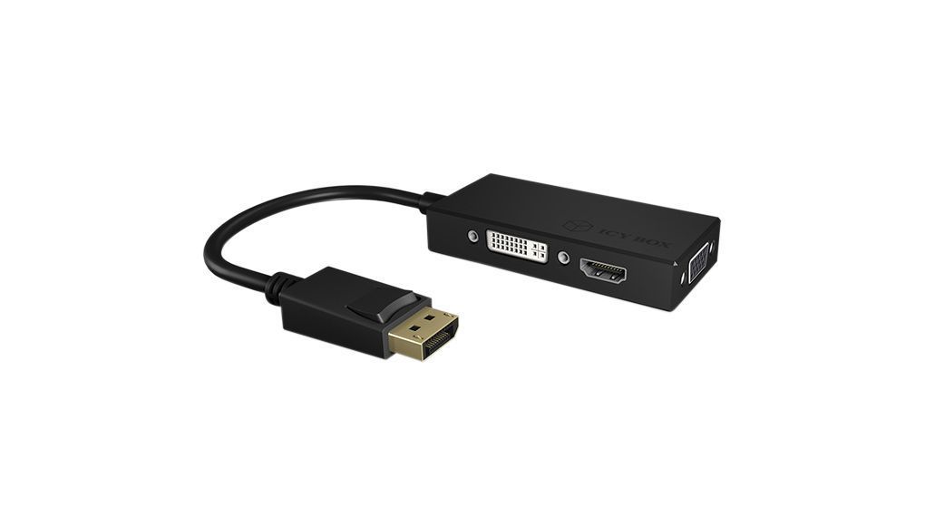 Raidsonic IcyBox IB-AC1031 3-in-1 Display port to HDMI / DVI-D / VGA adapter Black
