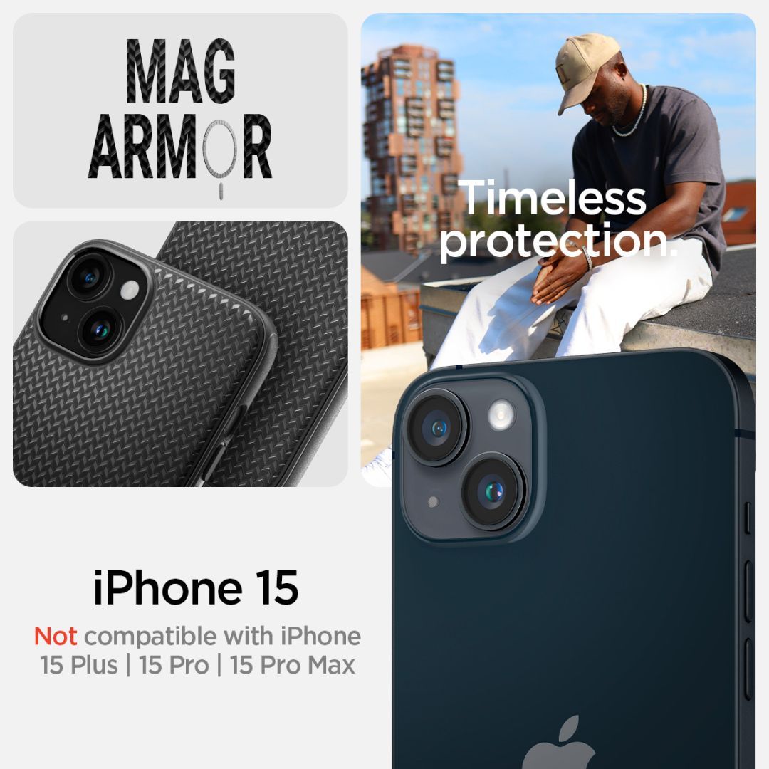 Spigen iPhone 15 Case Mag Armor (MagFit) Matte Black