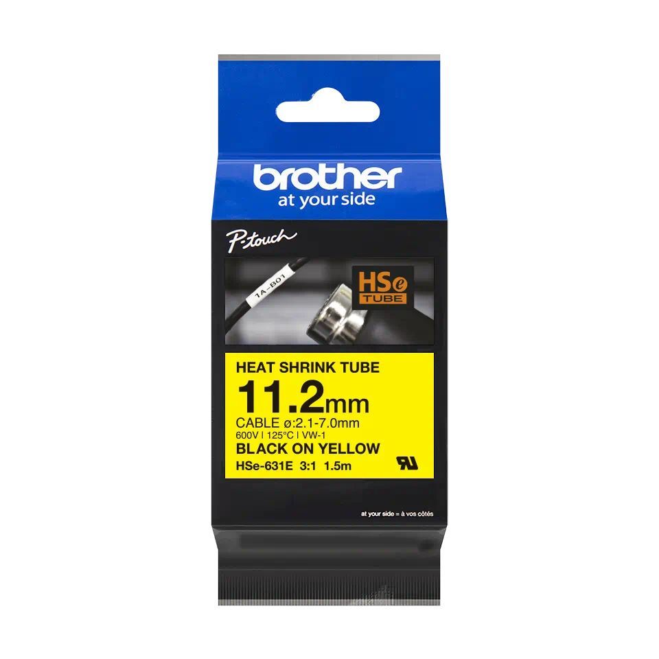 Brother HSE-631E P-Touch szalag 11,2mm Black on Yellow - 1,5m