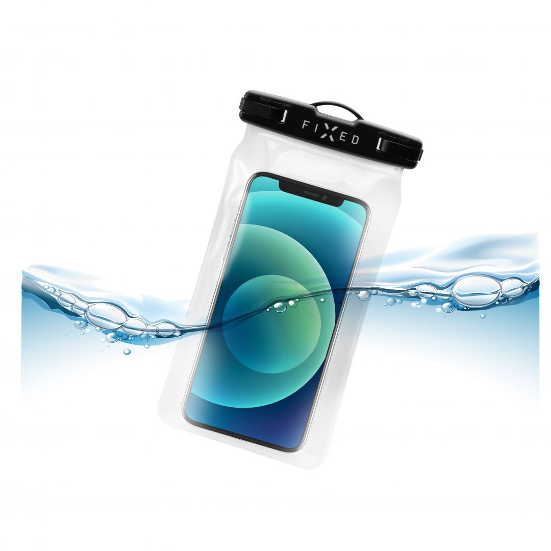FIXED Waterproof floating pocket mobile phone Float with IPX8 certification, Fekete