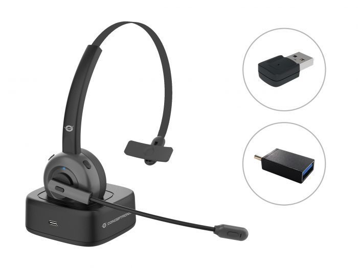 Conceptronic POLONA03BDA Bluetooth Wireless Mono Headset with Charging Dock Black