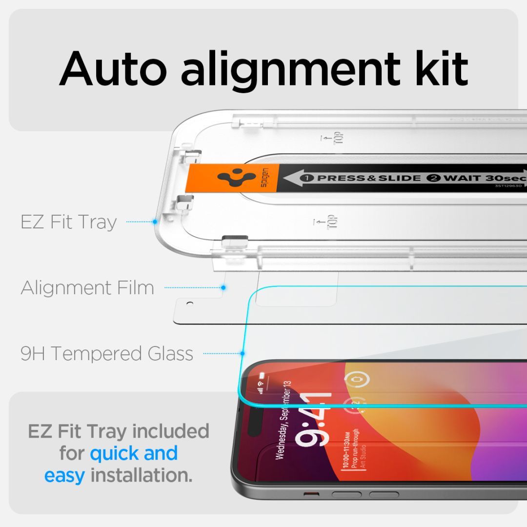 Spigen iPhone 15 Screen Protector EZ FIT GLAS.tR Transparency (2 Pack)