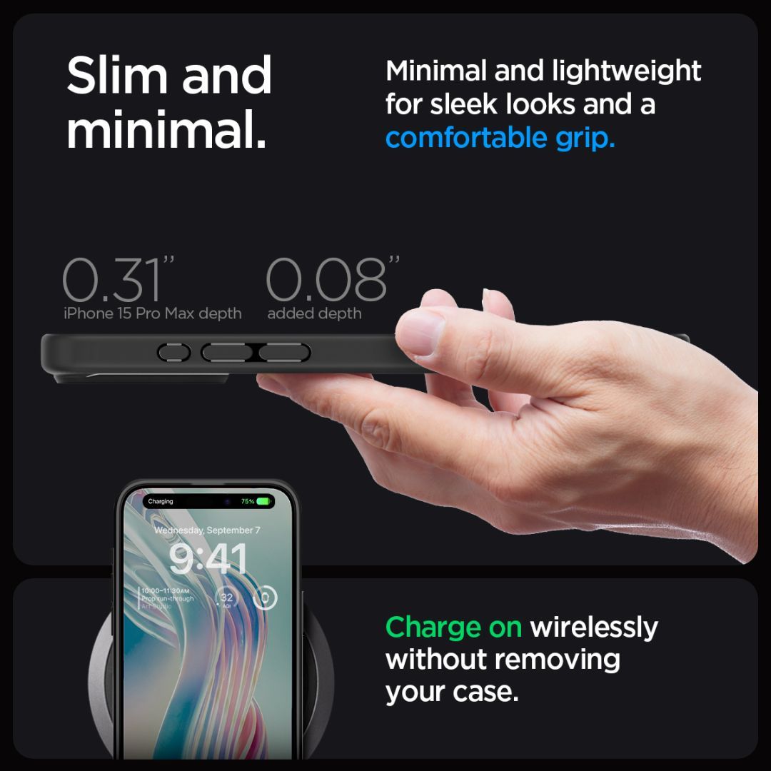 Spigen iPhone 15 Pro Max Case Ultra Hybrid Matte Black