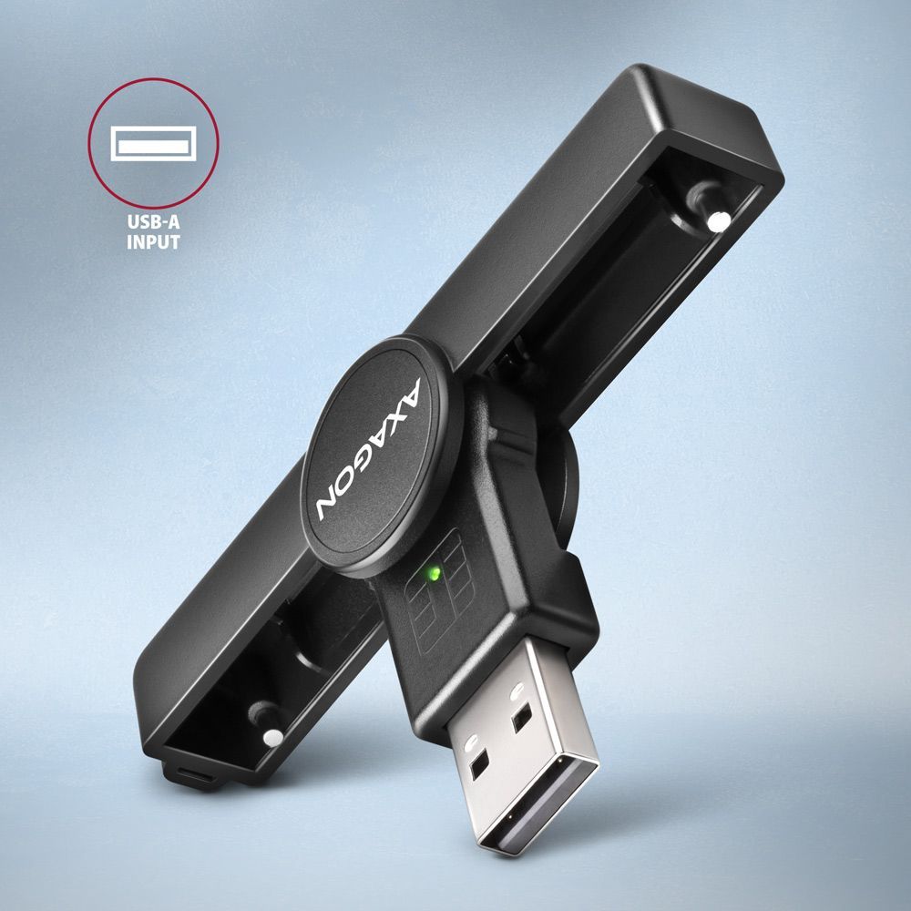 AXAGON CRE-SMPA PocketReader USB-A Smart Card Reader Black