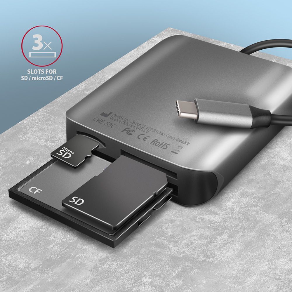 AXAGON CRE-S3C SUPERSPEED USB-C UHS-II Card Reader Black