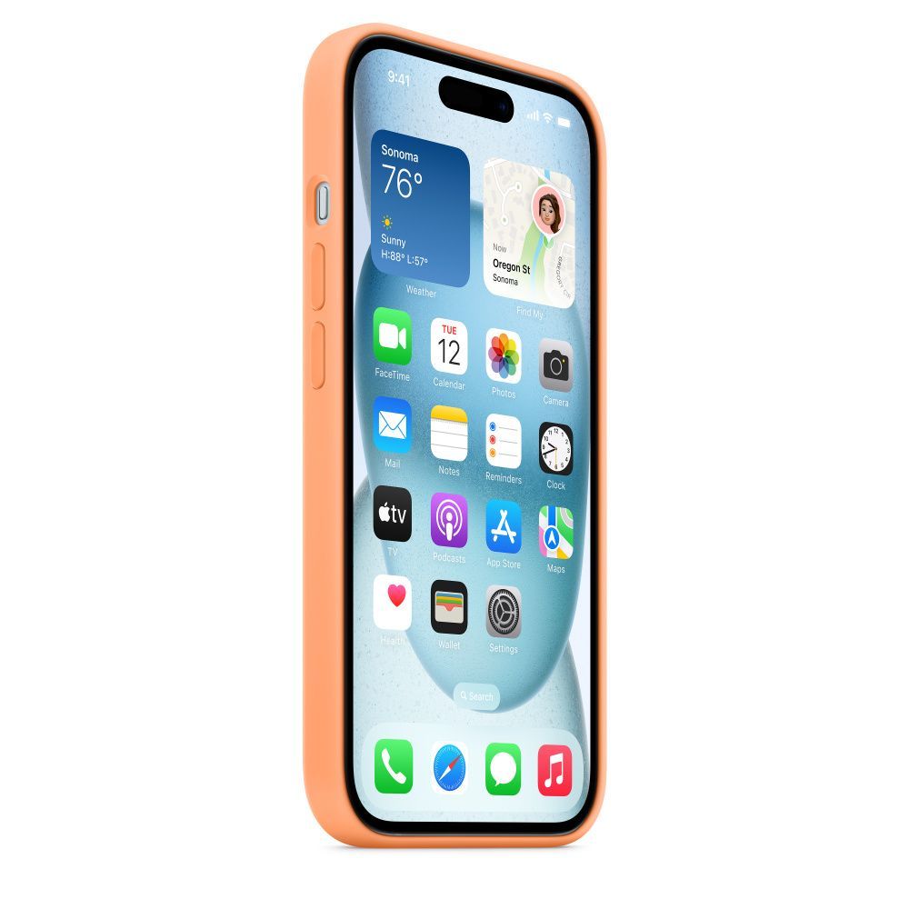 Apple iPhone 15 Silicone Case with MagSafe Orange Sorbet