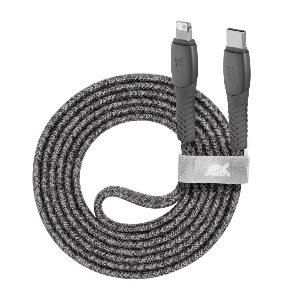 RivaCase PS6107 GR12 Type-C/Lightning nylon braided cable, 1,2m Grey