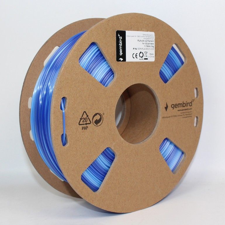Gembird 3DP-PLA-SK-01-ICE PLA Silk Ice Blue+ Drak blue 1,75mm 1kg
