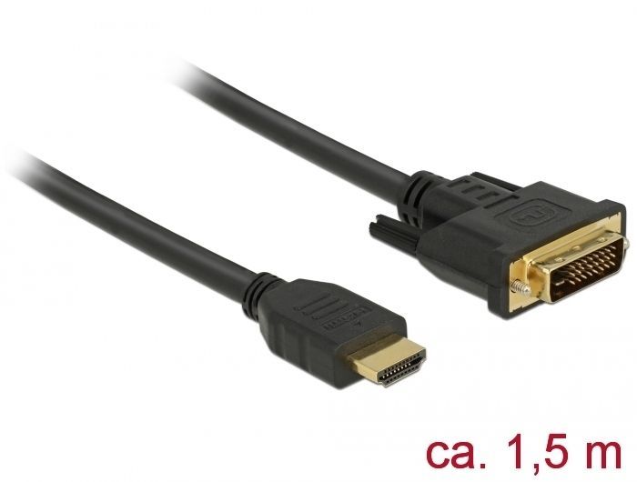 DeLock HDMI to DVI-D (Dual Link) (24+1) cable bidirectional 1,5m Black