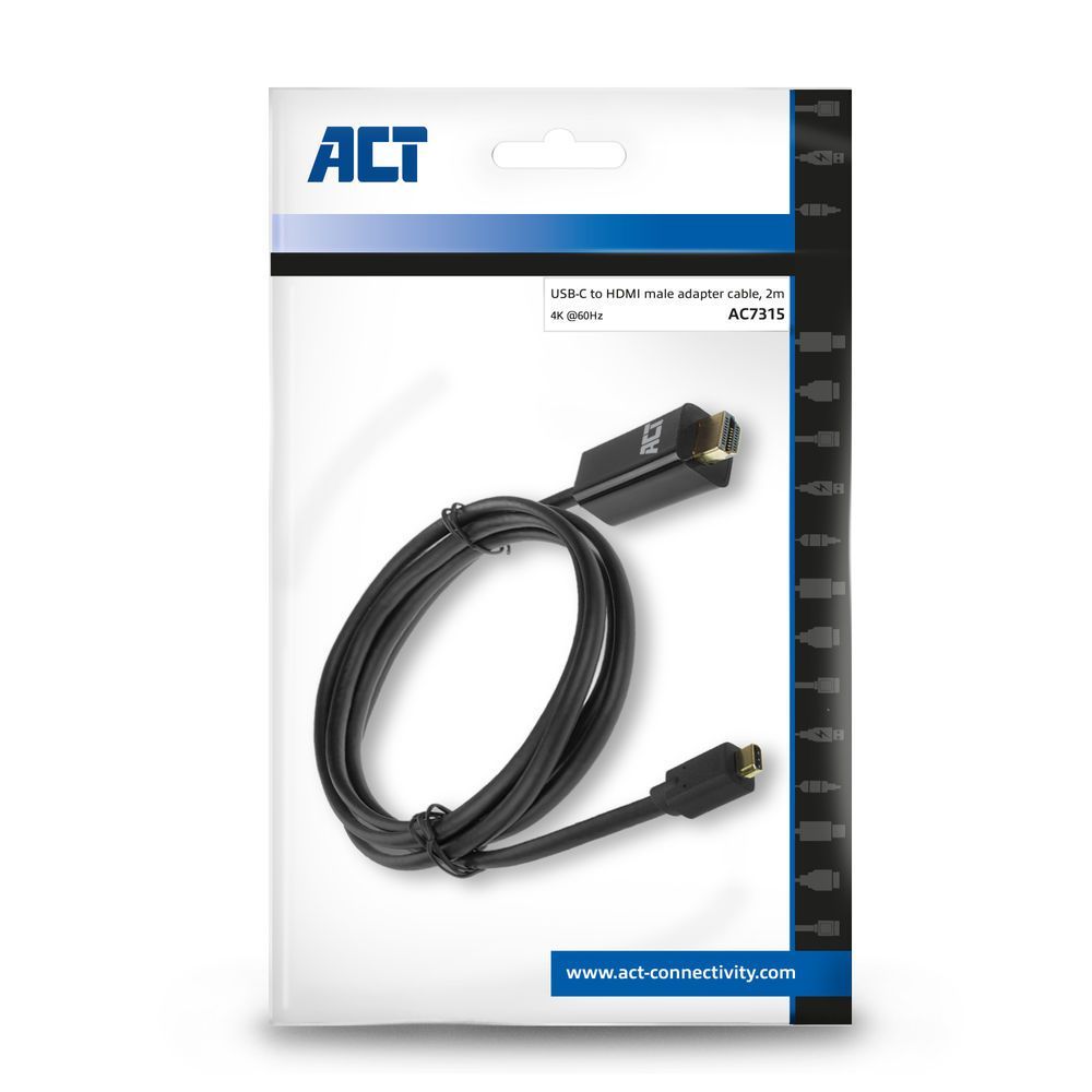 ACT AC7315 USB-C to HDMI connection cable 2m Black