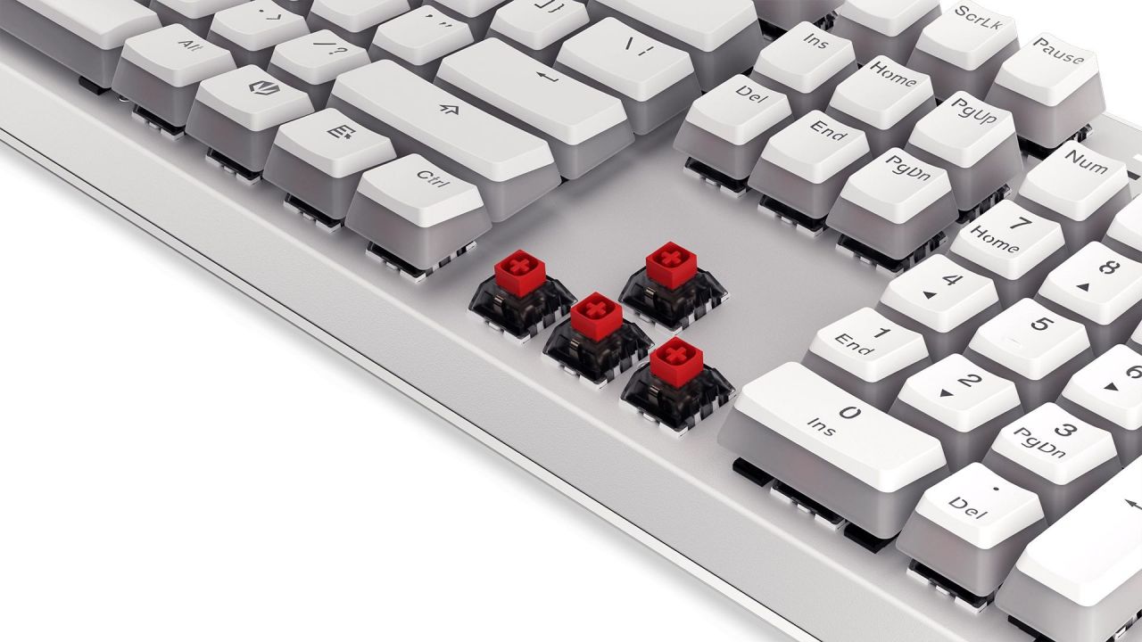 Endorfy Thock Wireless Red Switch Mechanical Keyboard Onyx White Pudding US