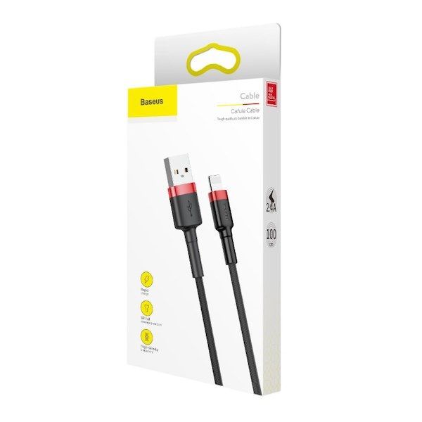 Baseus Cafule lightning Cable 2,4A 1m Black/Red