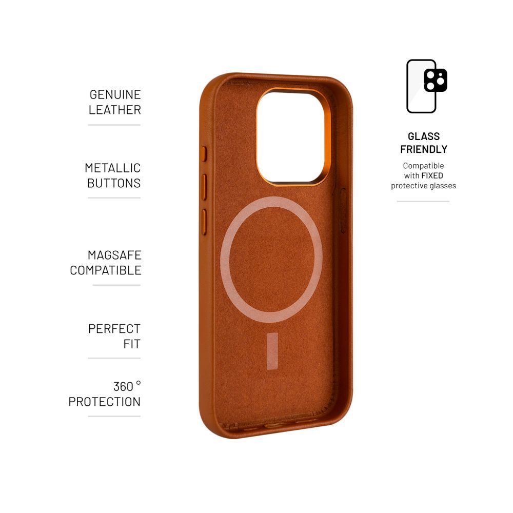 FIXED MagLeather for Apple iPhone 15 Plus, brown