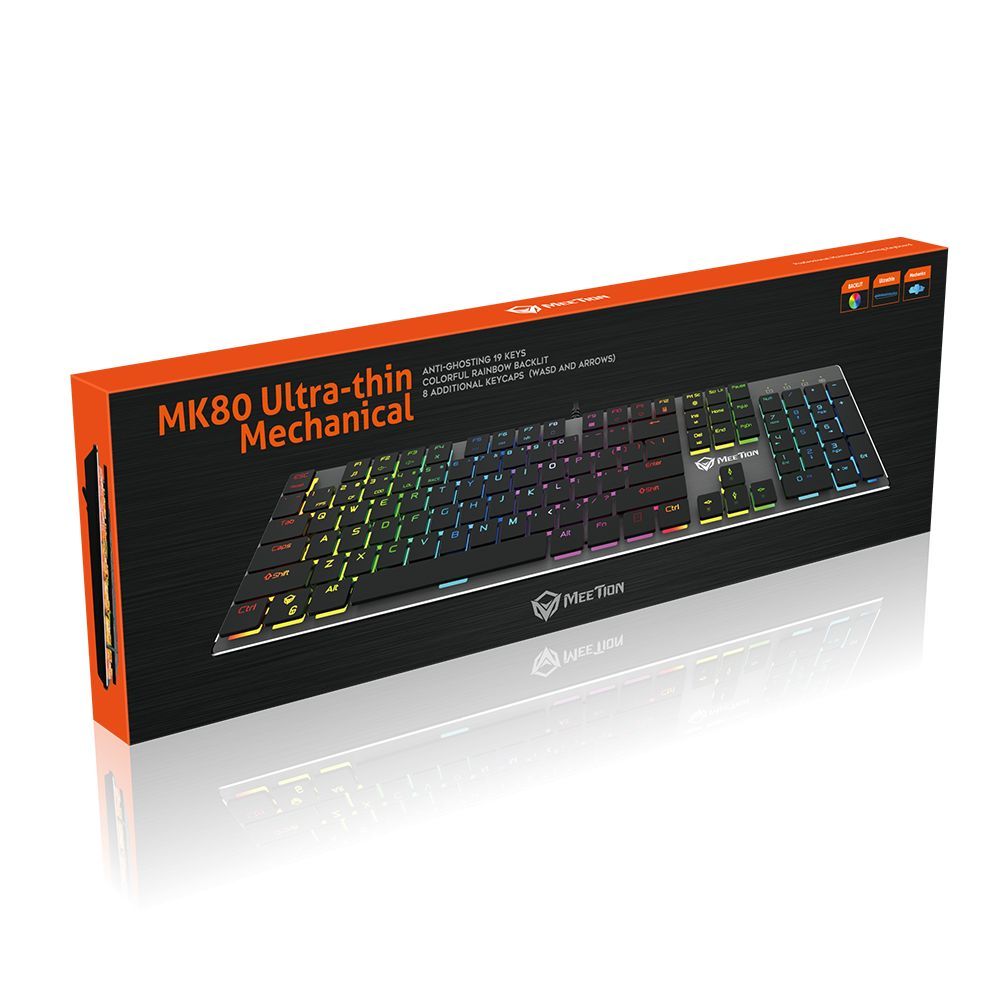 Meetion MT-MK80 Gamer RGB Ultra-thin Mechanical Keyboard Black US