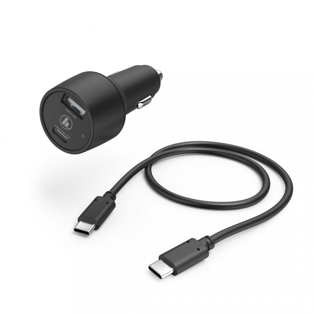 Hama Car Charging USB & TYPE-C Kit 30W 1m Black