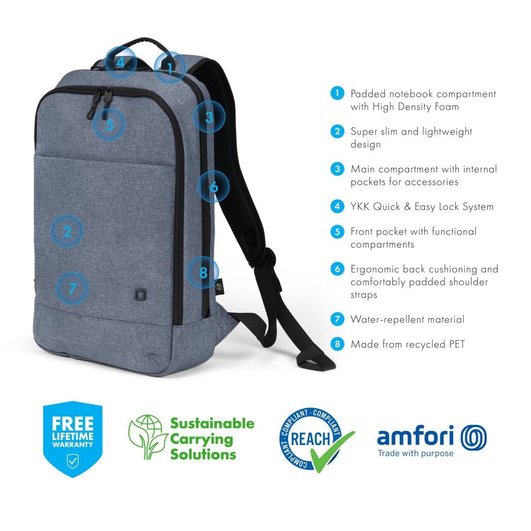 Dicota Slim Eco Laptop Backpack 13-14,1" Blue