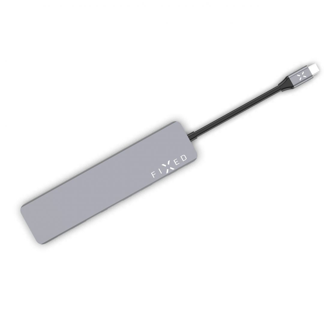 FIXED 7-port aluminum USB-C HUB Card notebooks and tablets Szürke