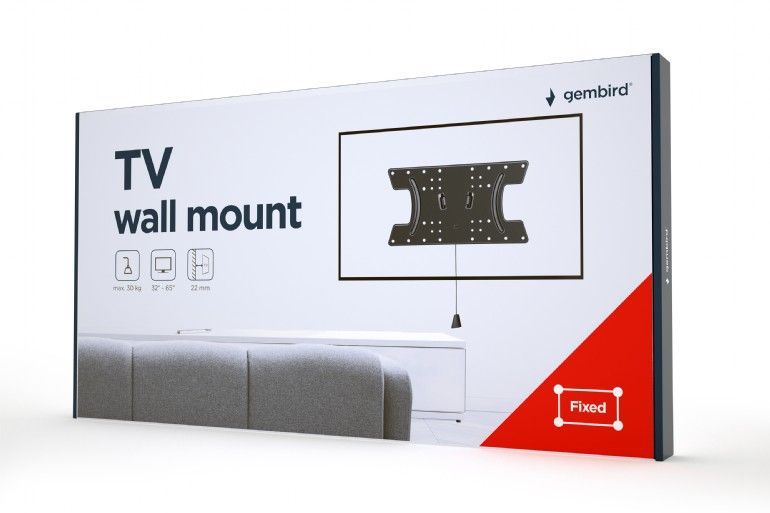 Gembird WM-65F-03 TV wall mount (fixed) 32”-65” Black