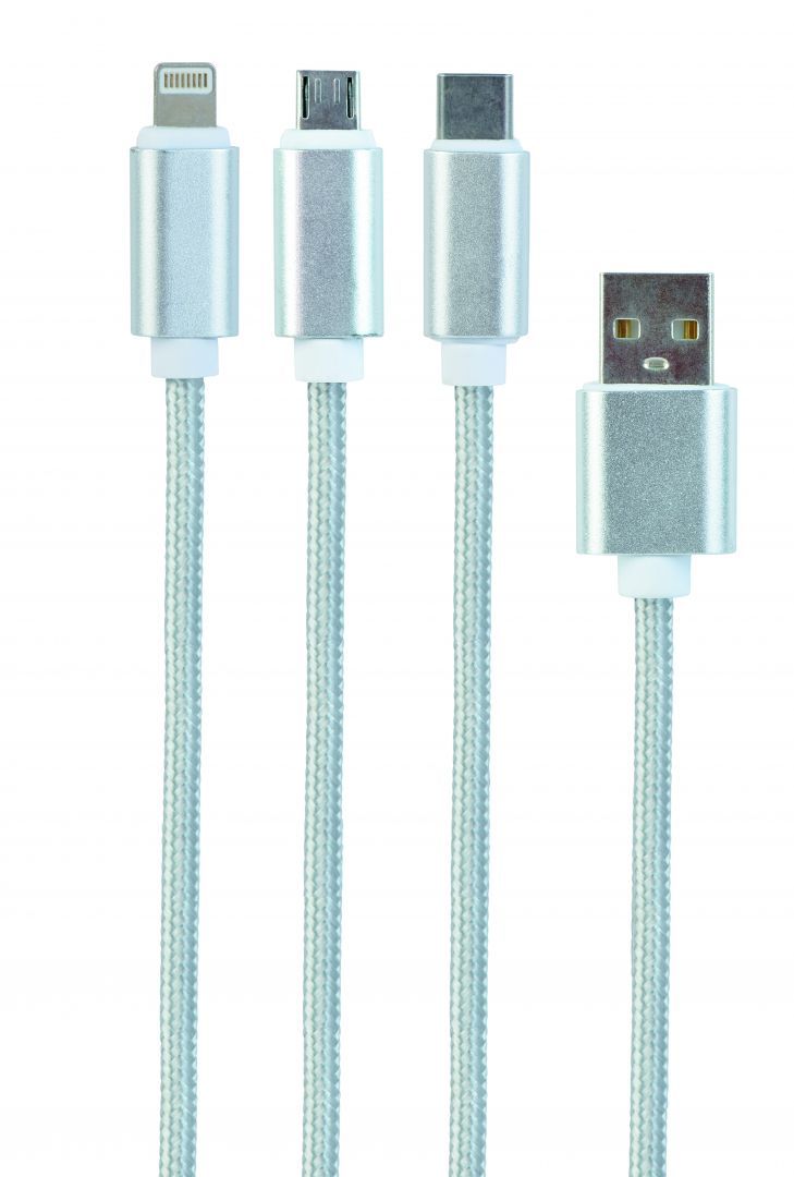 Gembird CC-USB2-AM31-1M-S USB 3-in-1 Charging cable 1m Silver