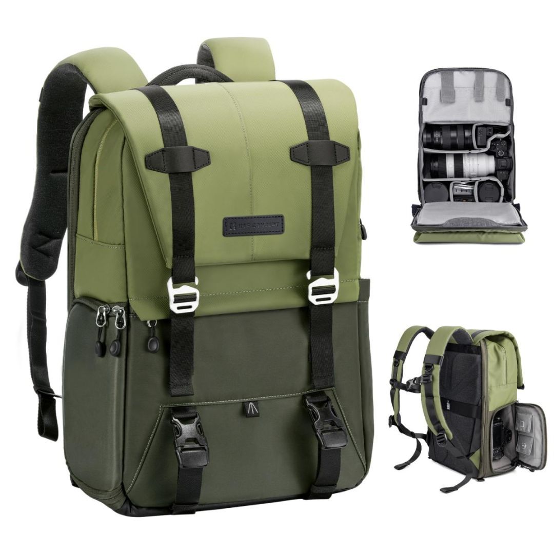 K&F Concept Multifunctional Camera Backpack 20L 15,6" Waterproof with Tripod Straps Amy Green
