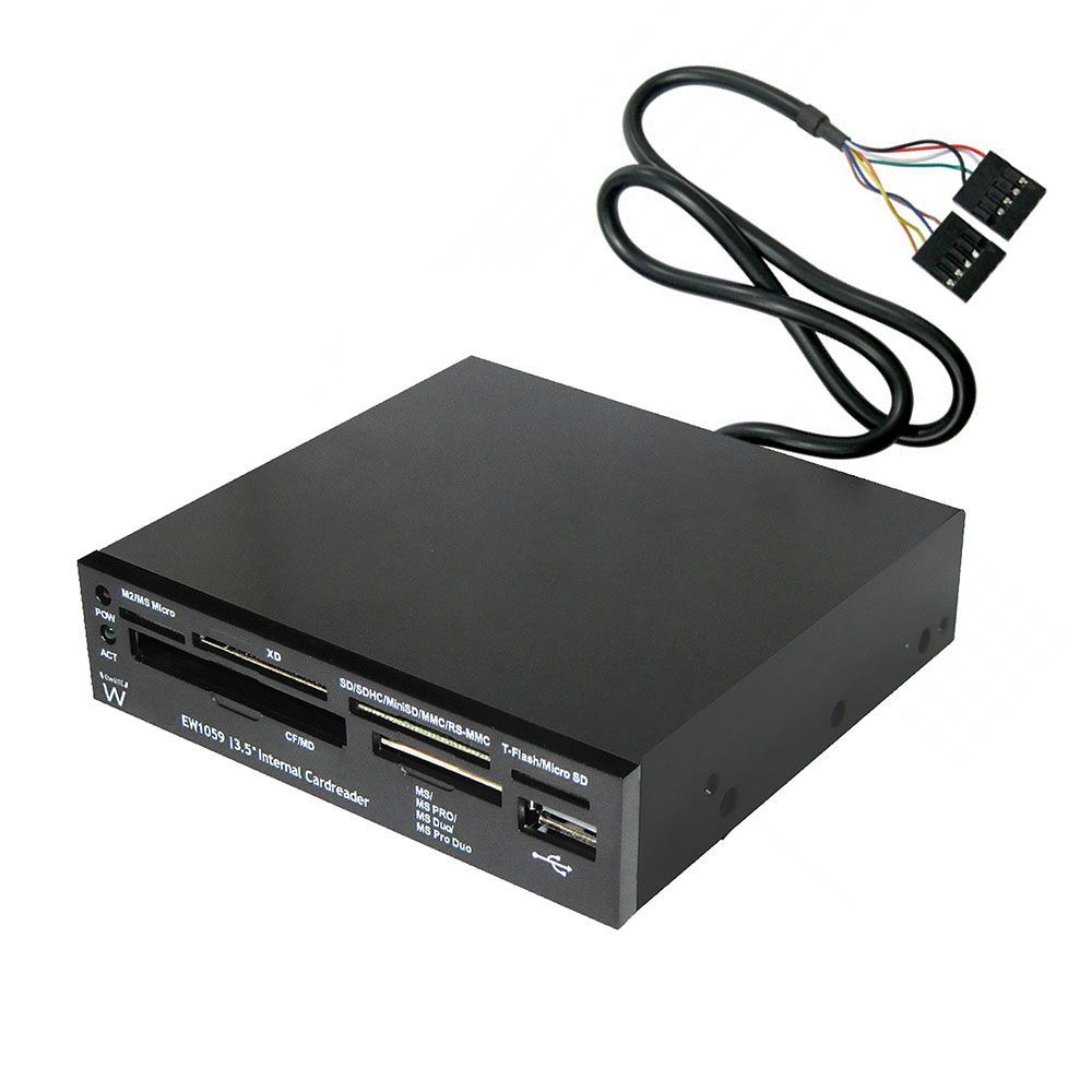 Ewent 3.5 inch Internal Card reader for your PC with USB port Frontpanel Black