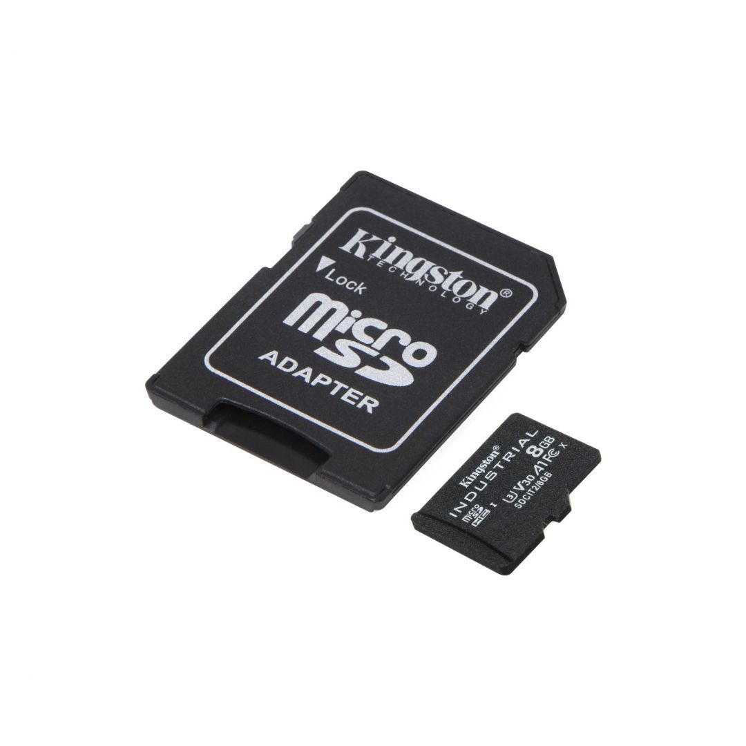 Kingston 8GB microSDHC Class 10 CL10 U3 V30 A1 Industrial + adapterrel