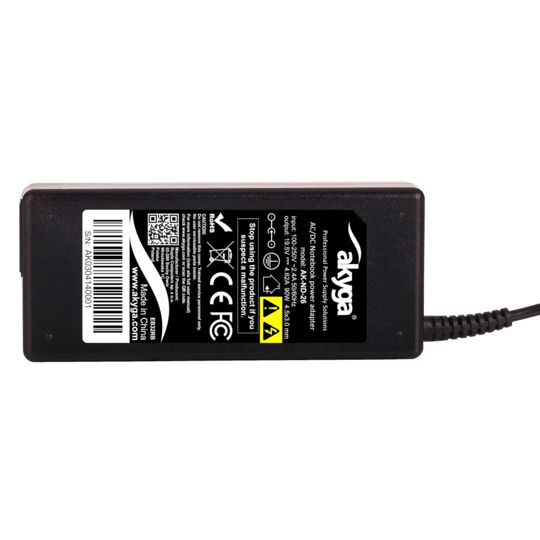 Akyga AK-ND-26 19,5V / 4,62A 90W 4,5x3mm HP hálózati notebook töltő Akyga AK-ND-26 19,5V / 4,62A 90W 4,5x3mm HP hálózati notebook töltő