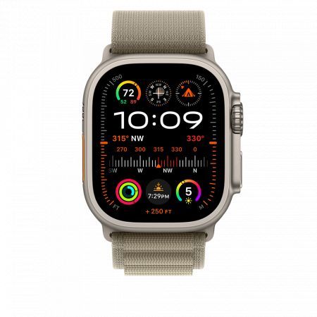 Apple Watch Ultra 2 Cellular 49mm Titanium Case with Olive Alpine Loop Medium