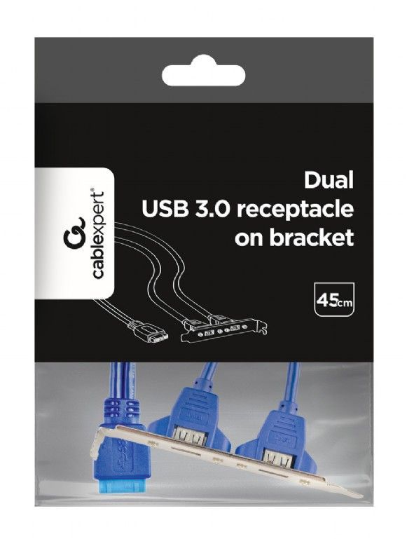 Gembird Dual USB 3.0 receptacle on bracket