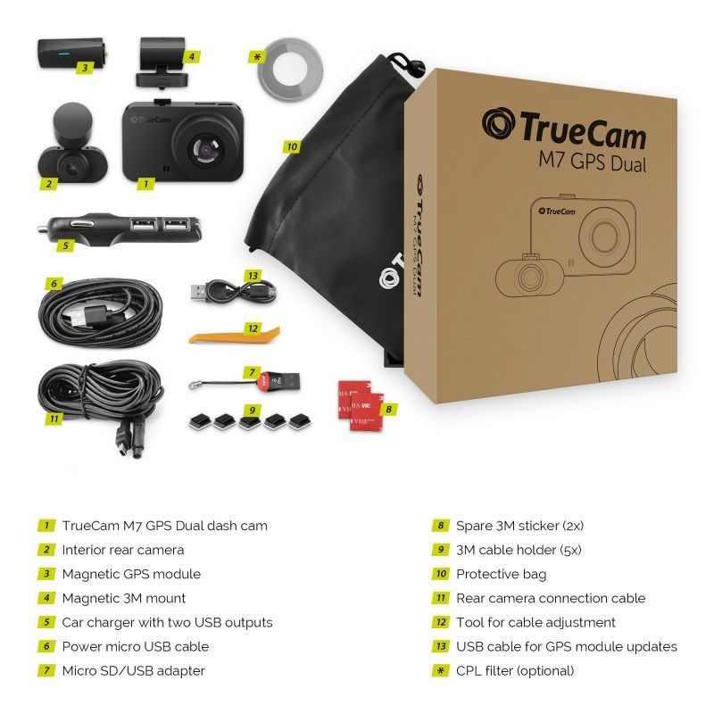 TrueCam M7 GPS Dual (with speed camera alert)