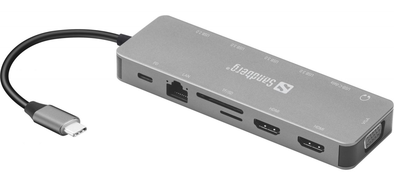 Sandberg USB-C 13-in-1 Travel Dock Grey