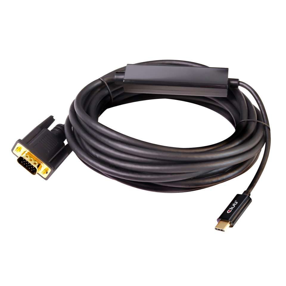 Club3D USB Type-C to VGA Active Cable M/M 5m Black