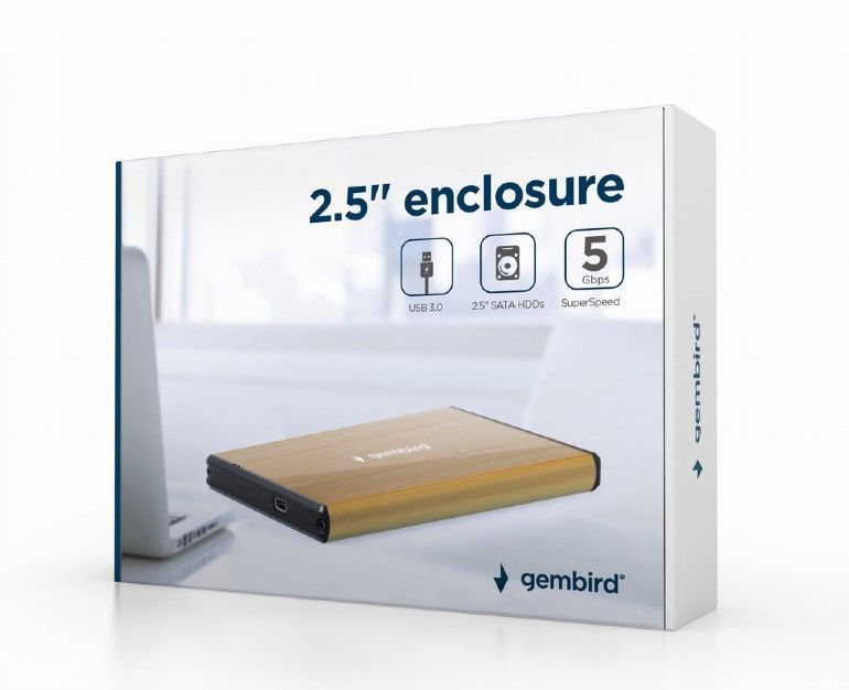 Gembird EE2-U3S-3-GL USB3.0 2,5" Enclosure Aluminium Gold