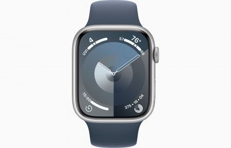 Apple Watch S9 GPS 45mm Silver Alu Case with Storm Blue Sport Band S/M