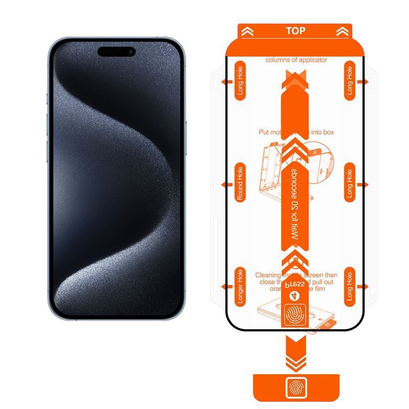 Mobile Origin Orange Screen Guard iPhone 15 Plus with easy applicator, 2 pack