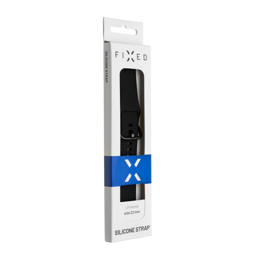 FIXED Szilikon Strap Smartwatch 22mm wide Fekete