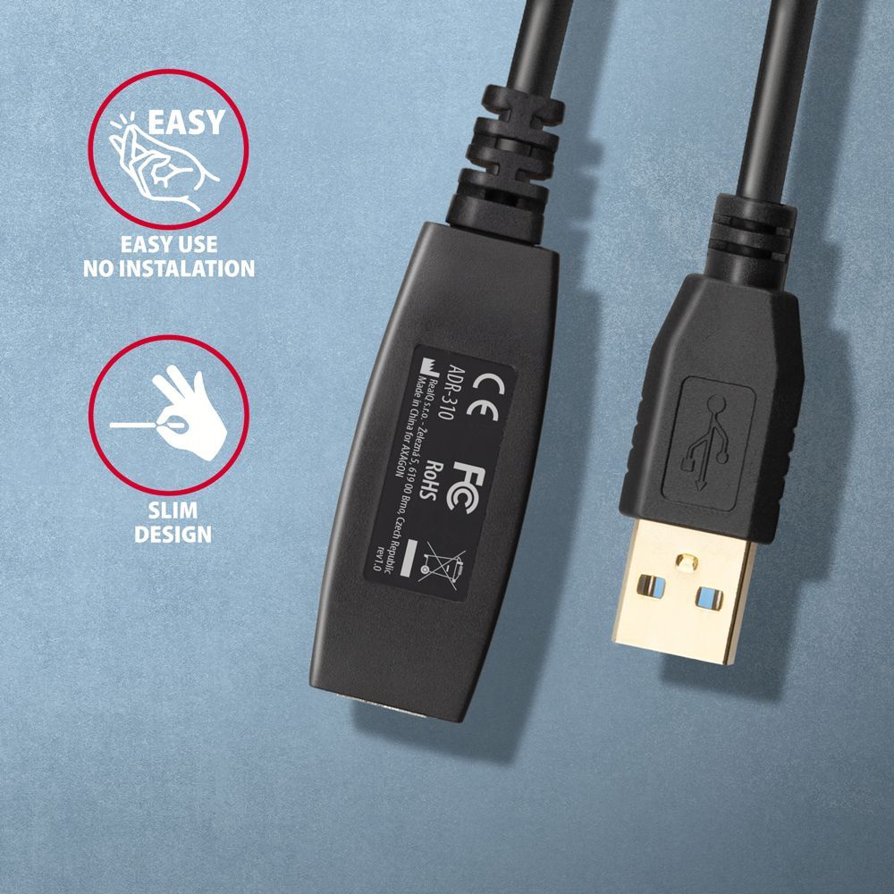 AXAGON ADR-310 USB Repeater Cable 10m Black