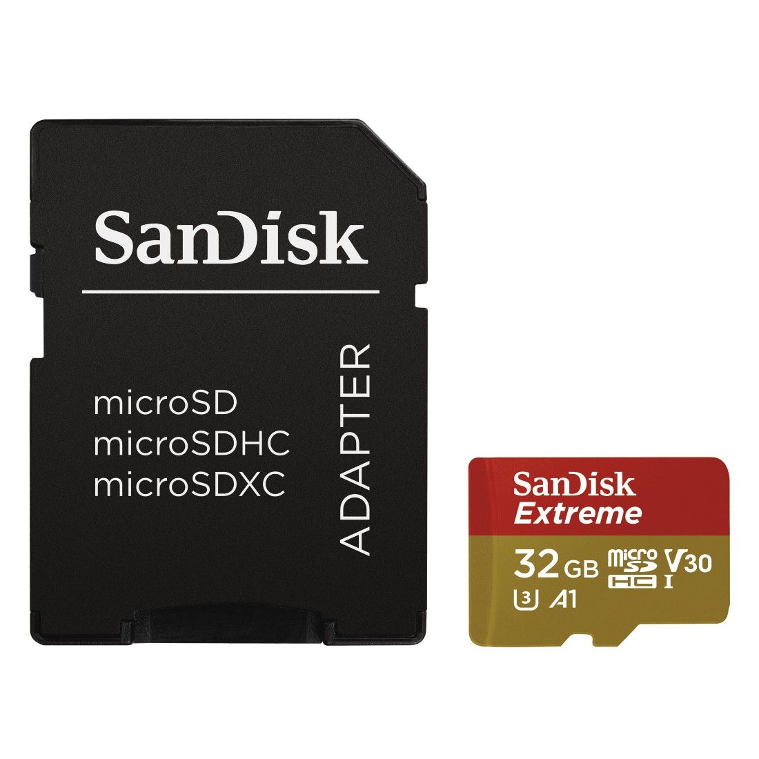 Sandisk 32GB microSDHC Extreme Class 10 UHS-I V30 A1 + adapterrel