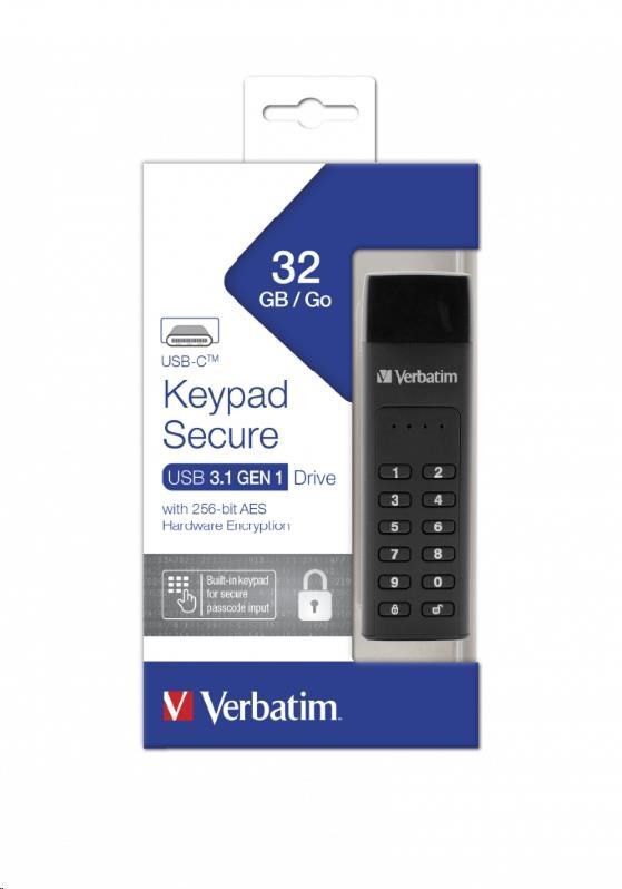 Verbatim 32GB Keypad Secure USB-C USB3.2 Black