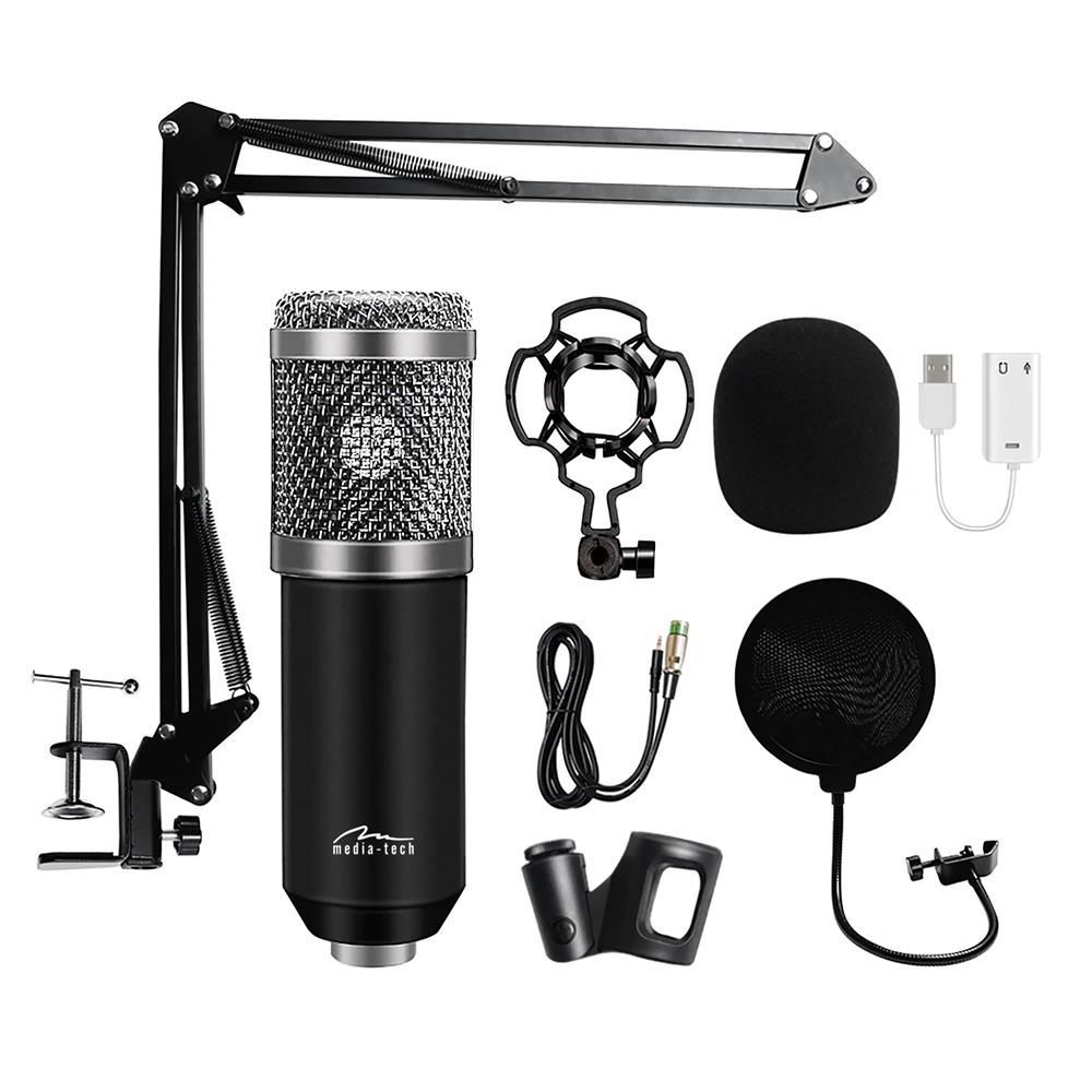 Media-Tech MT397S Studio and Streaming Microphone Silver