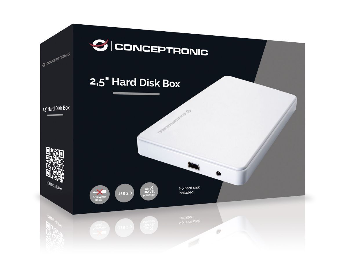 Conceptronic 2,5" USB2.0 SATAIII HDD/SSD Enclosure White