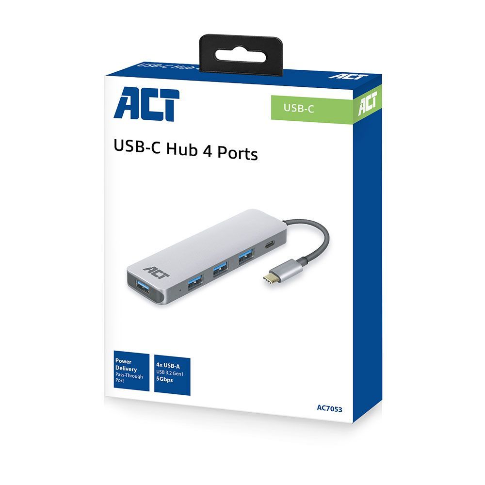 ACT AC7053 USB-C Hub 4 port Grey